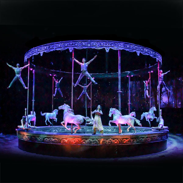 Cavalia Odysseo Carousel with acrobats and singer