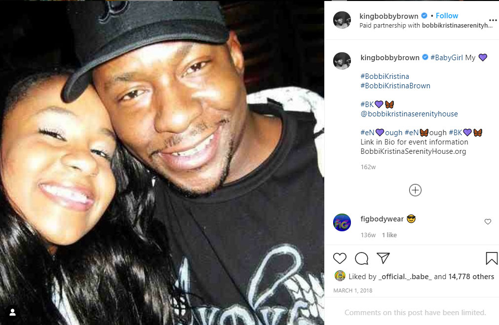 Bobby Brown with daughter Bobbi Kristina Brown on his Instagram 