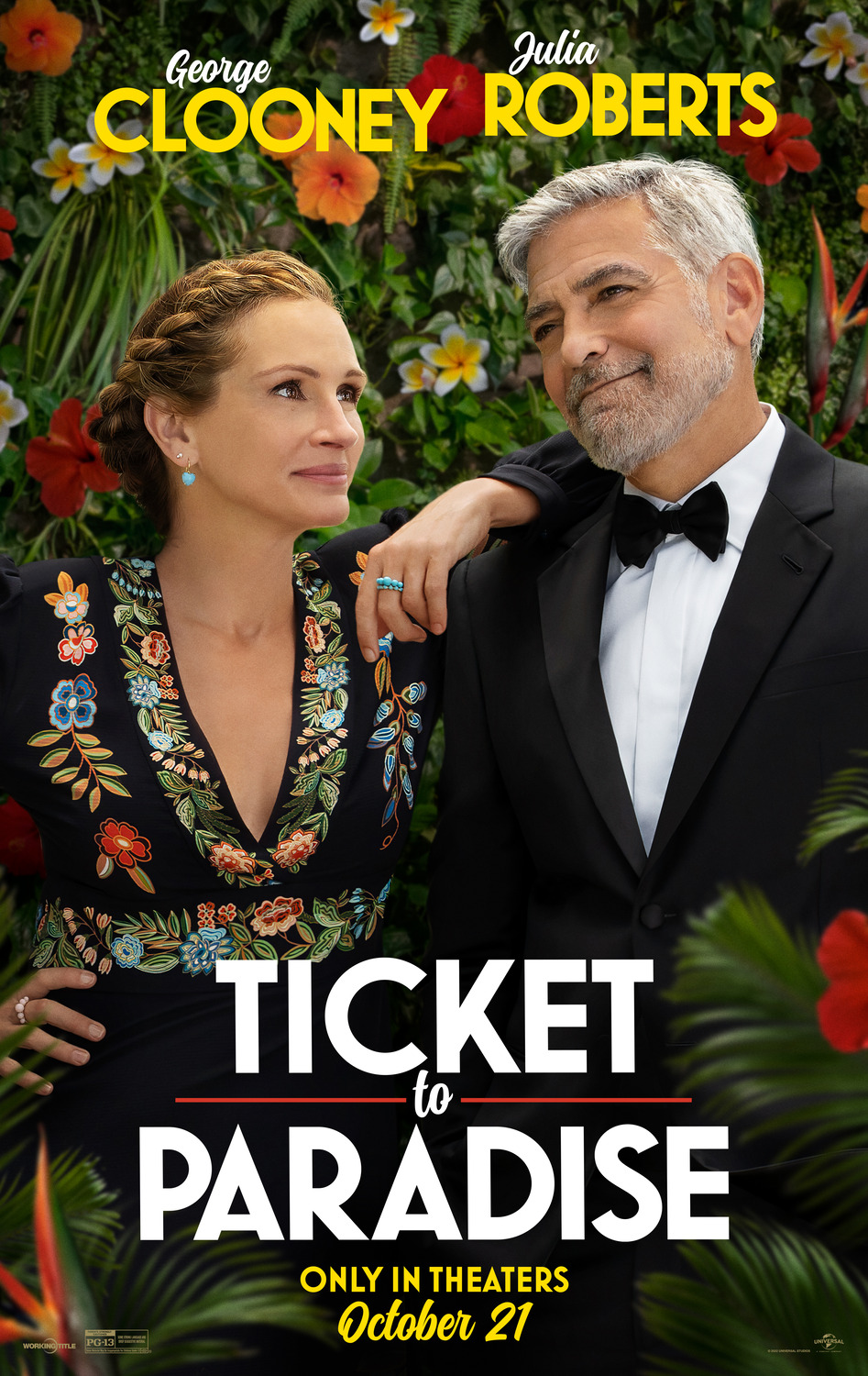 Ticket to Paradise poster starring George Clooney, Julia Roberts